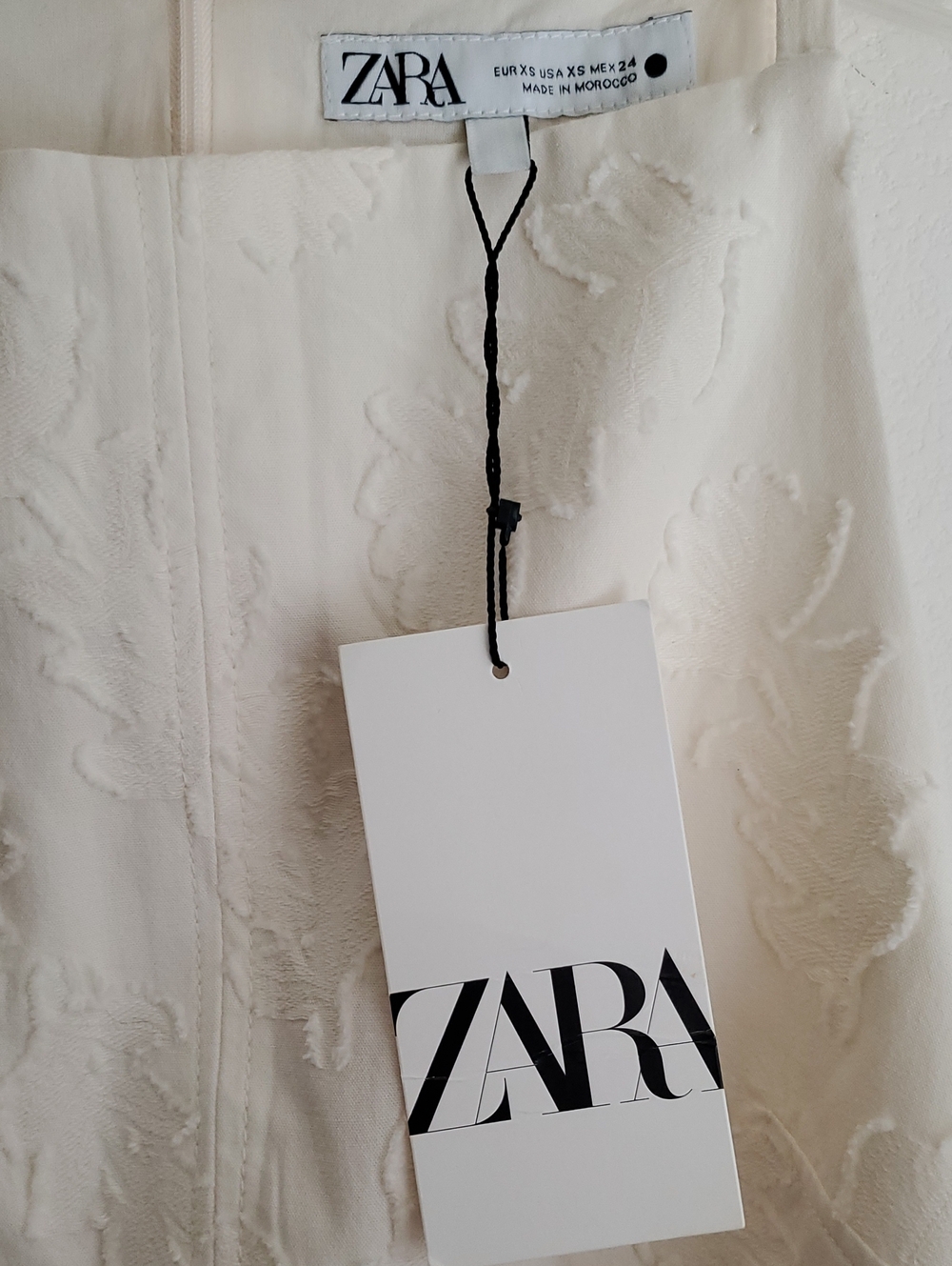 NWT ZARA Jacquard Floral Embroidered Sleeveless Shift Dress Size XS Cream Ivory - Picture 12 of 16